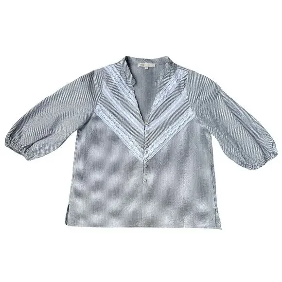 Maje Lalite Striped Lace Trim Top Tunic Blouse – Size 1 (Small) - Picture 4 of 11